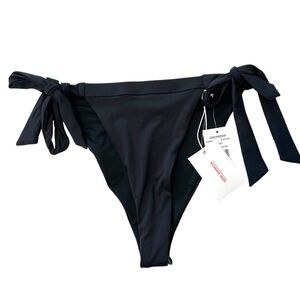 NWT Good American Black Side Tie Band Bikini Bottom size Small
